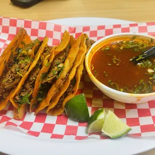 Birria tacos and consome!
