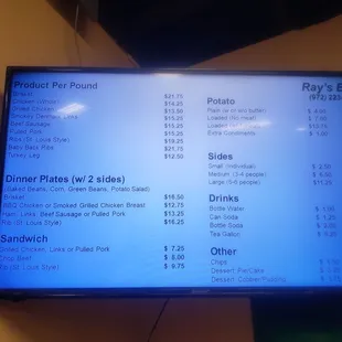 ows a menu on the wall