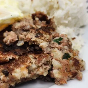 Corned beef hash and eggs.