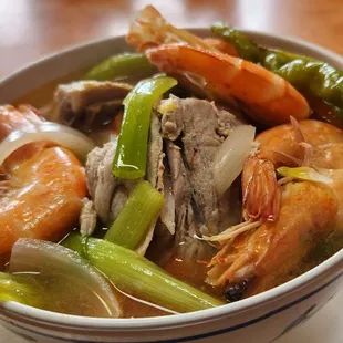 Ahi belly and shrimp Sinagang.