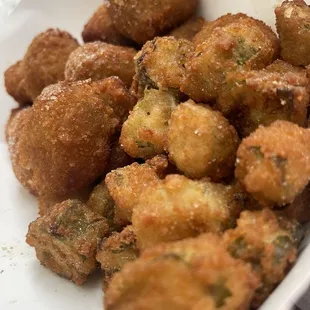 Fried mushrooms and fried okra