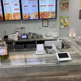 the counter and menus