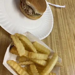 a sandwich and fries