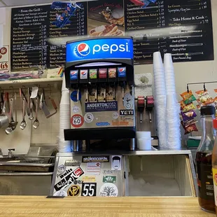 the counter and menus