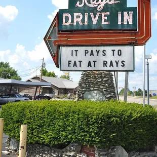 a sign for ray's drive in