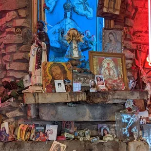 a display of religious items