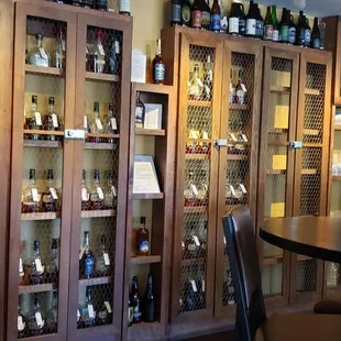 bottles of wine on display