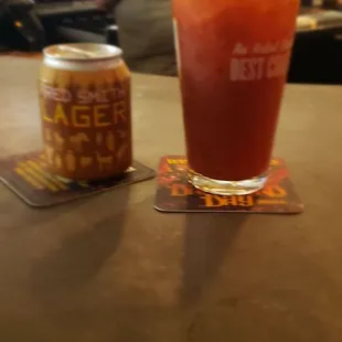 Pathetic for a growler bar, can chaser and weak no garnish Bloody