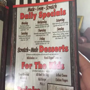 menu
