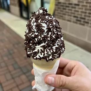 Child's Vanilla Frozen Custard Cone with Chocolate Sprinkles
