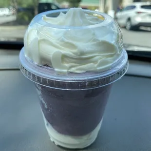 Grape ice with Vanilla custard.  Tasty!  [GF]