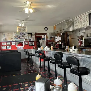 the interior of a diner