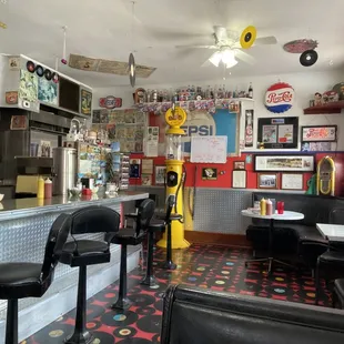 the interior of a diner