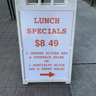 New lunch special price