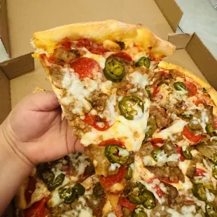 Meat Lovers Pizza with jalapeño no ham