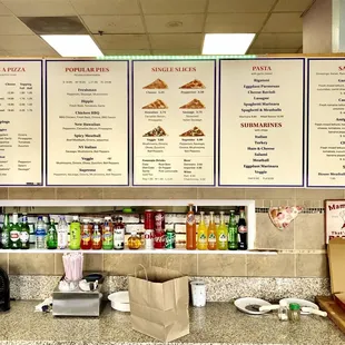 a menu on a wall