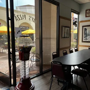 a table and chairs in a restaurant