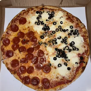 New York, Half Pepperoni, Half Black Olives &amp; Ricotta
