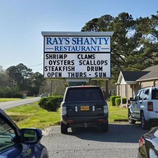 a sign for ray&apos;s shanty restaurant