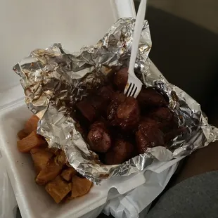 Small Candied Yams and Jr. Smoked Sausage Meal