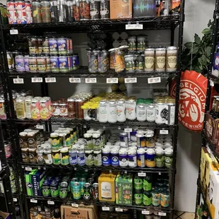 shelves of various beverages