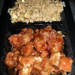 Orange chicken special with rice. I loved this dish. The chicken was juicy asks it actually tasted like is supposed to!