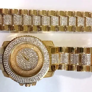 Watch &amp; Bracelet set with Crystals
