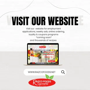 a laptop with the razco foods website on it