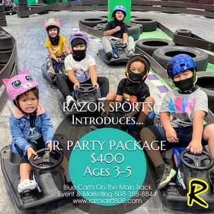 Specially created for our Jr. Drifters, ages 3-5. All Jr. kids on the main track! Call Events to book today 808-388-8844.