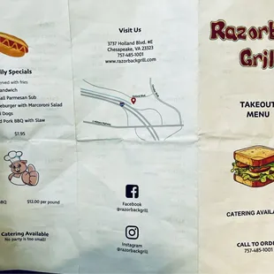 Take out menu