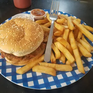 BBQ sandwich and fries