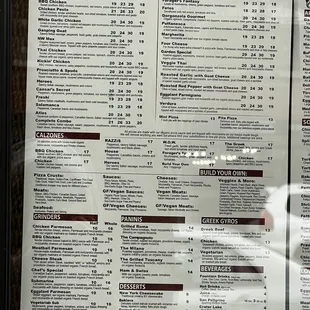 Menu as of April 2024