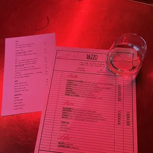 Drink &amp; Food menu