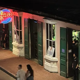 a couple walking down the street