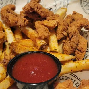 Fried alligator and fries