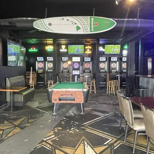 pool table and darts