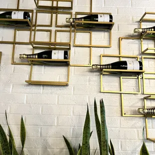 a wall of wine bottles