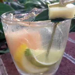 a glass of lemonade and lime