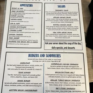 menu and prices
