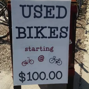 Used bikes, newly refurbished, starting at $100.00! Come by today for a test ride.