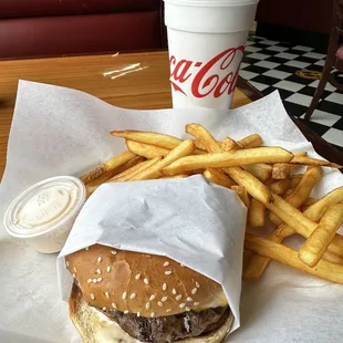 Cheeseburger combo. No lettuce with grilled onions