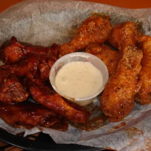 Famous Wings-Mild, Hot, 5-Alarm!, 9-1-1!!, BBQ, RC&apos;S Spicy BBQ, Lemon Pepper &amp; Garlic Parmesan. You pick it and we&apos;ll cook it.