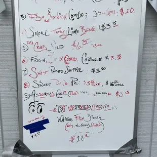 a white board with writing on it