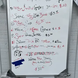 a white board with writing on it