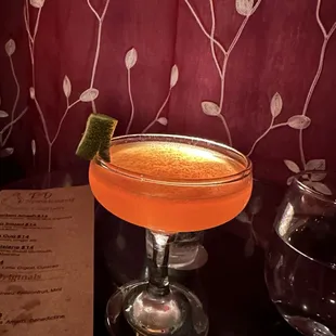 a cocktail in a coupe glass