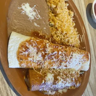 2 Entrees and 2 Sides Build Your Own Combo. Grilled Chicken Enchiladas Beef Burrito