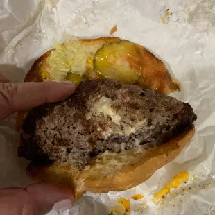Patty so dry it&apos;s stuck to the bun