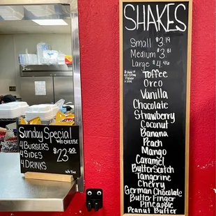 Sunday Specials and Shakes
