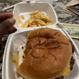 Burger and fries.
