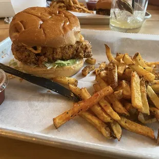 Spicy fried chicken sandwich